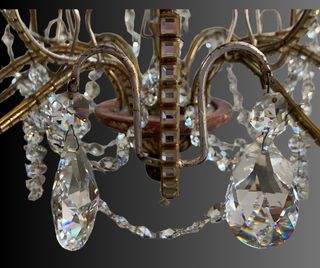 LAMPADARIO VINTAGE - METALLO - VETRO - LEGNO