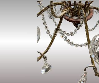 LAMPADARIO VINTAGE - METALLO - VETRO - LEGNO