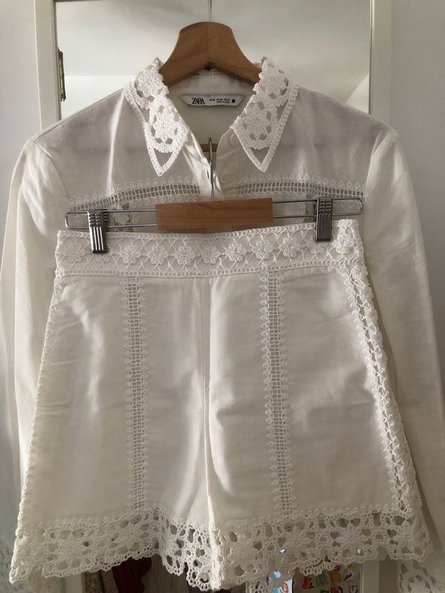 Conjunto blanco de crochet Zara de segunda mano por 35 EUR en