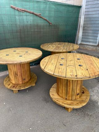 ♻️MESAS BOBINAS CARRETE MADERA CABLE CHILLPALET 🧵‼️