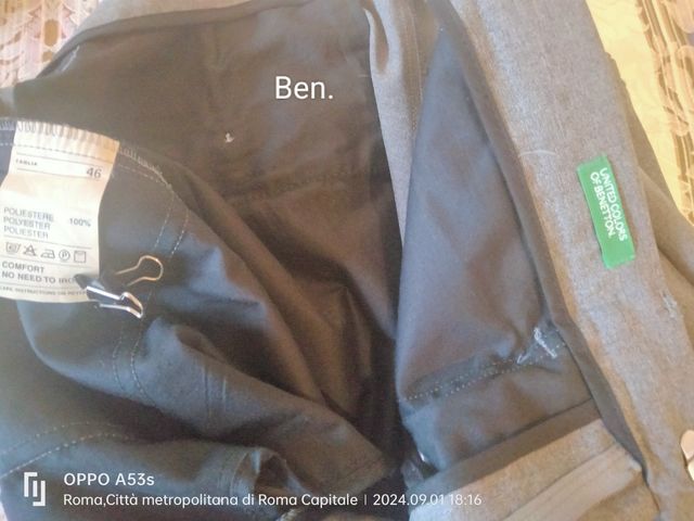 Pantalone uomo grigio Benetton tg 46 ITALIA