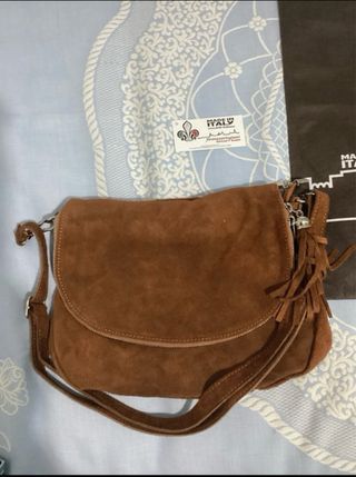 Borsa a tracolla in pelle scamosciata