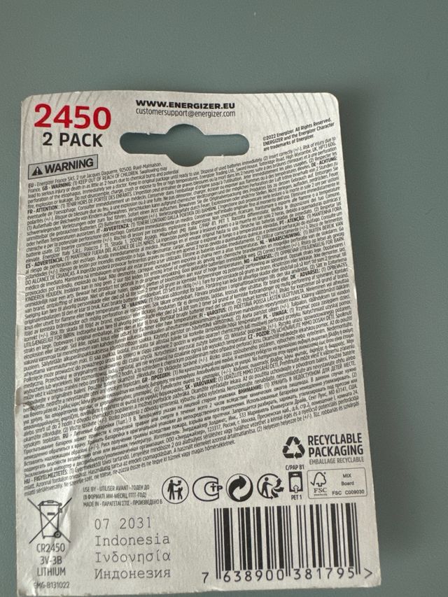 Confezione da 2 batterie CR2450