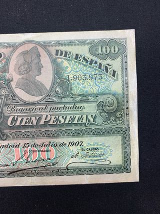 billete 100 pesetas 1907