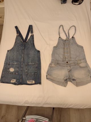 Falda peto y pantalón peto. 5 euros 