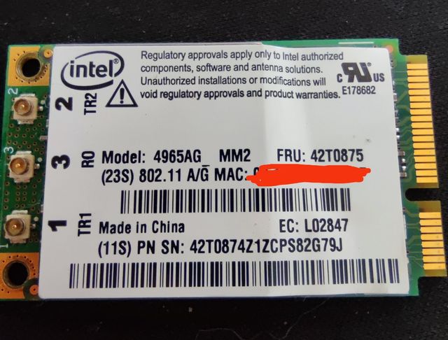 Scheda wifi per laptop Intel 4965AG