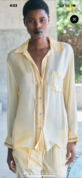 SET CAMISA Y PANTALON PIJAMERO ABALORIOS ZARA