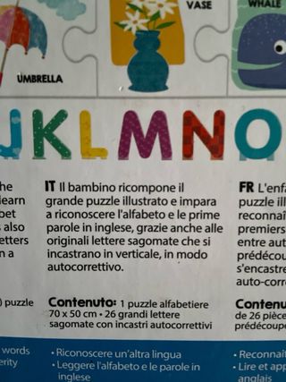 Puzzle alfabeto inglese bimbi 3-6 anni