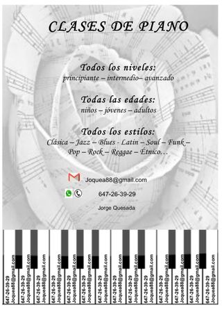 Clases de Piano y Armonia. Domicilio & Online