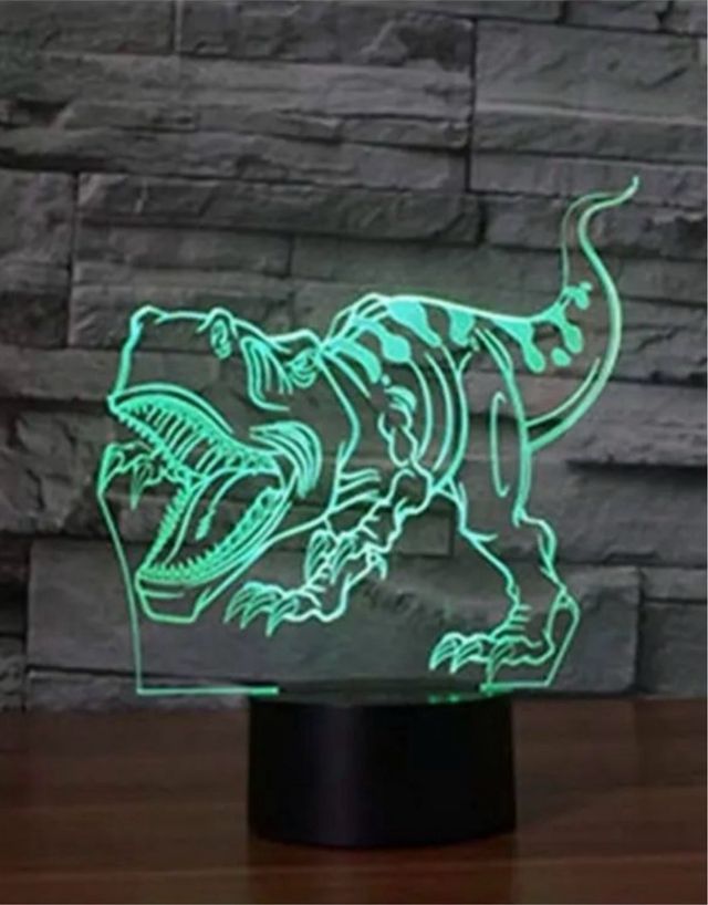 Lámpara 3D de dinosaurio. 7 colores.