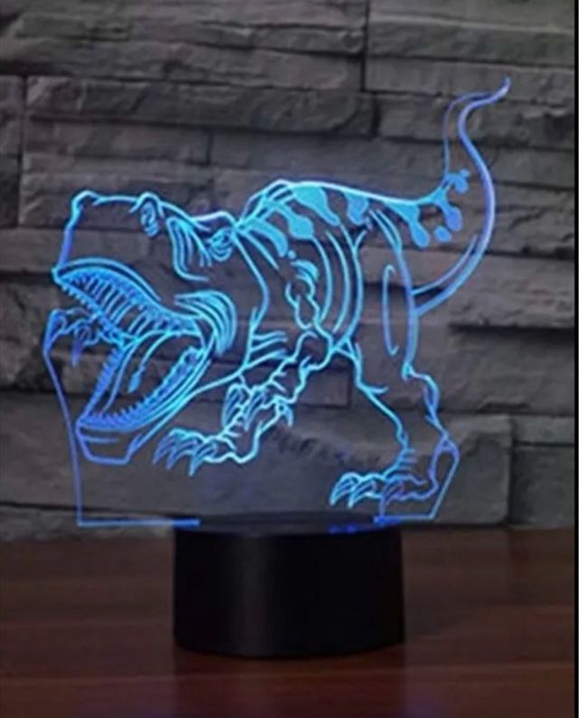 Lámpara 3D de dinosaurio. 7 colores.