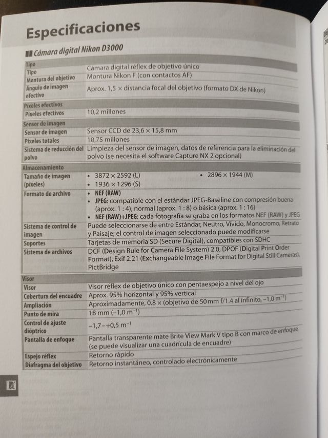 Cámara de fotos nueva, Nikon D3000, digital