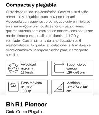 Cinta de correr BH Pioneer R1