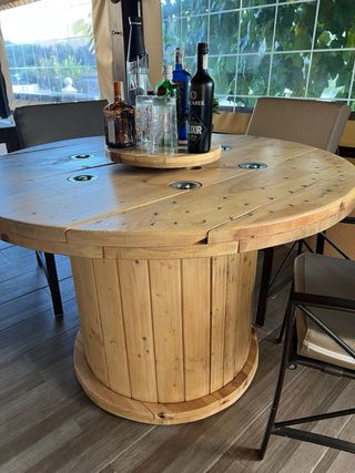 ♻️MESAS BOBINAS CARRETE MADERA CABLE CHILLPALET 🧵‼️