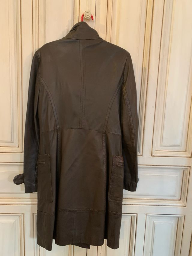 Abrigo largo de cuero mujer