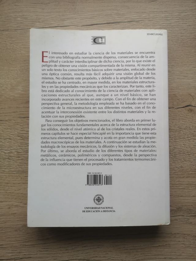 Libro Uned Introducción a materiales