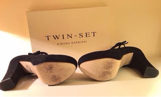 Décolleté in vero camoscio con plateau Twin Set