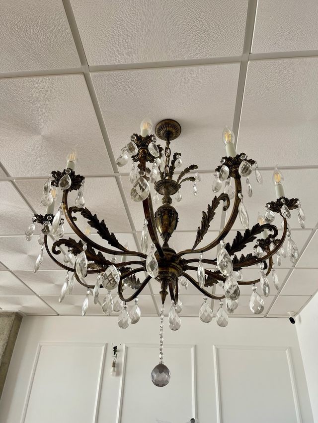 Lampara araña de techo vintage de bronce