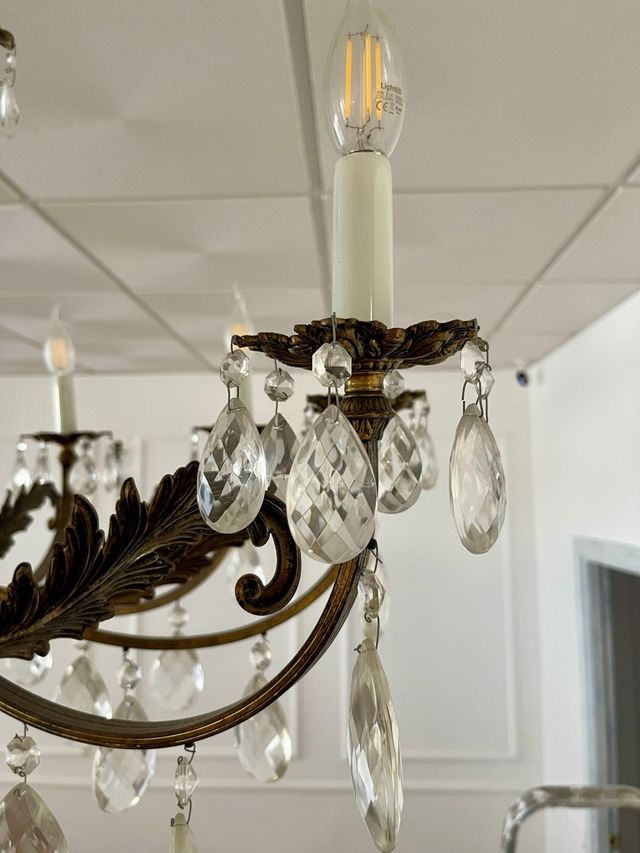 Lampara araña de techo vintage de bronce