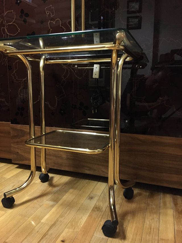 Tavolo vintage anni '80 in ottone