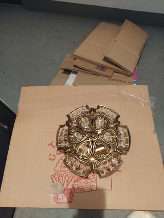 Lampara pasillo cristal roca , bronce