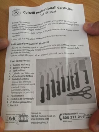 Set coltelli da cucina nuovi