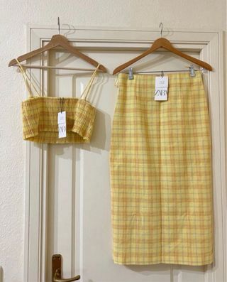 Conjunto Top y Falda cuadros Zara Talla M