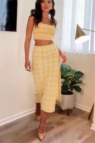 Conjunto Top y Falda cuadros Zara Talla M