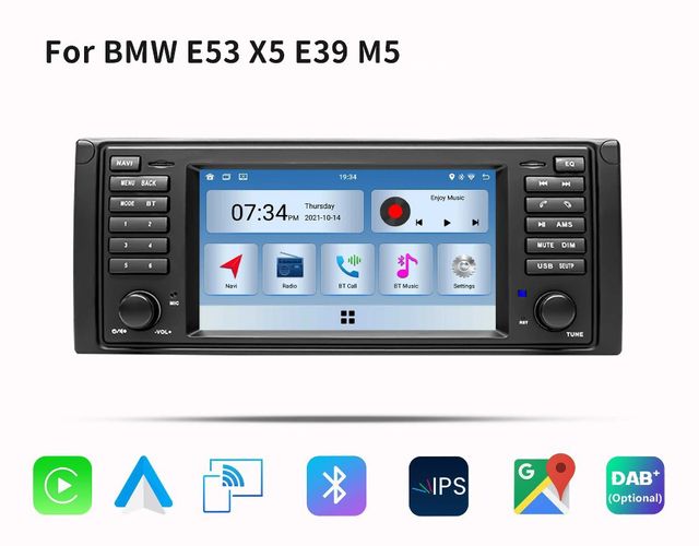 Rádio Android 13 BMW E39/X5 (Novo)