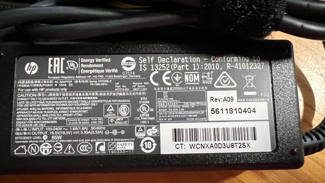 Adaptador cargador original HP 65W 2