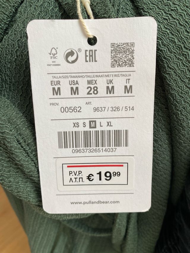 Mono verde pull and bear