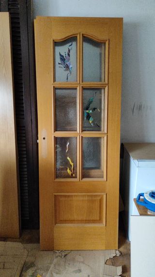 Puerta de madera maciza vidriera tipo B