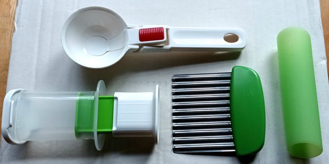 Cuchara,Pela Ajos,Cortador ondulado y dispensa per