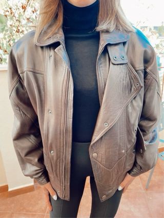 Chaqueta de cuero marrón original