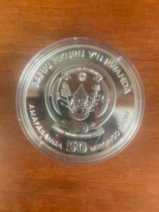 Moneda 1 onza Hipopotamo Ruanda 2017 proof