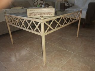 Mesa auxiliar forja y cristal