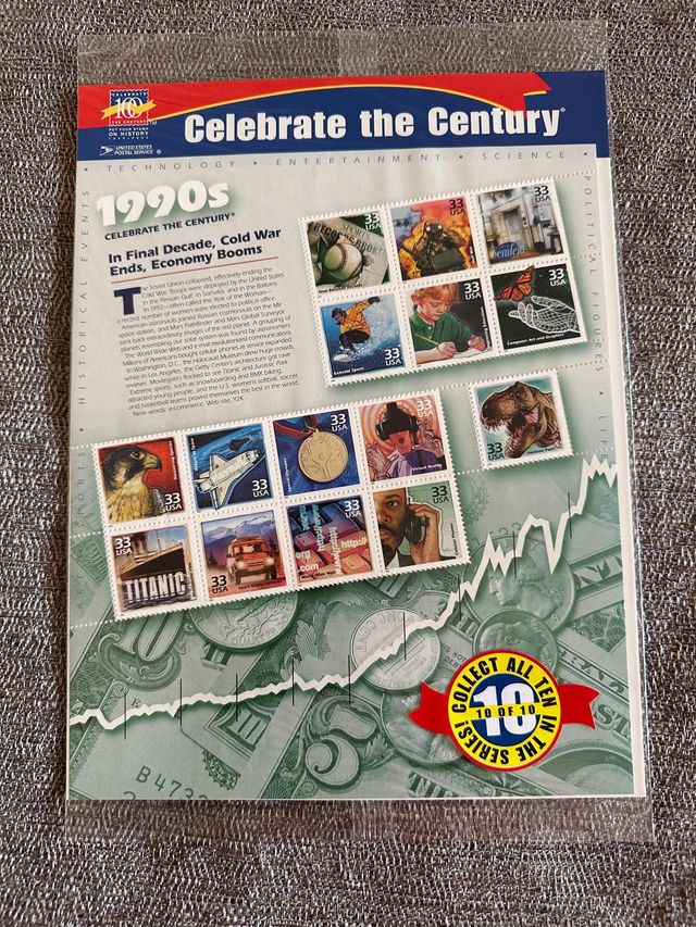 Colección de sellos Celebrate the Century de EEUU