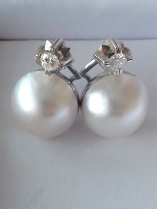 Pendientes de oro blanco 18 kty brillantes 