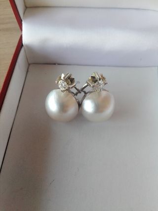 Pendientes de oro blanco 18 kty brillantes 