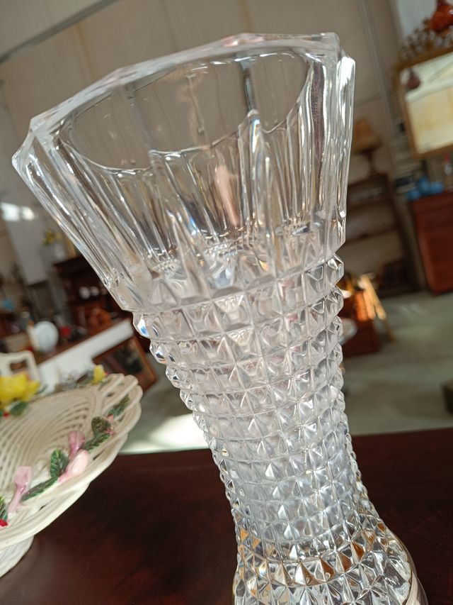 Jarrón cristal y plata