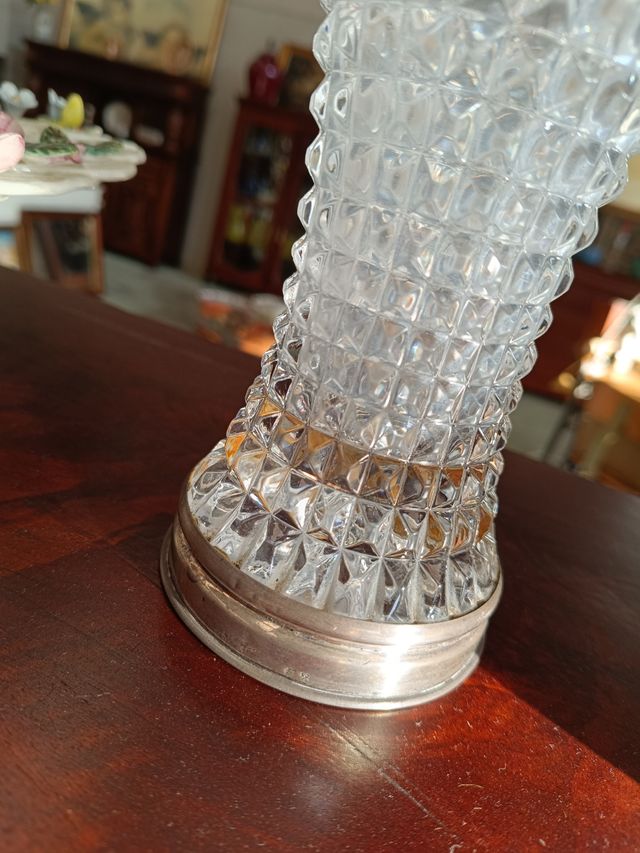 Jarrón cristal y plata