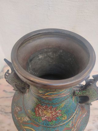 Gran jarrón Cloisone bronce