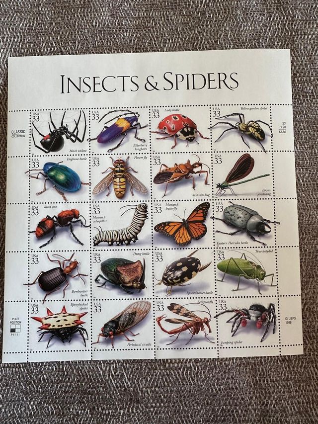 Sellos de Estados Unidos serie Insects and Spiders