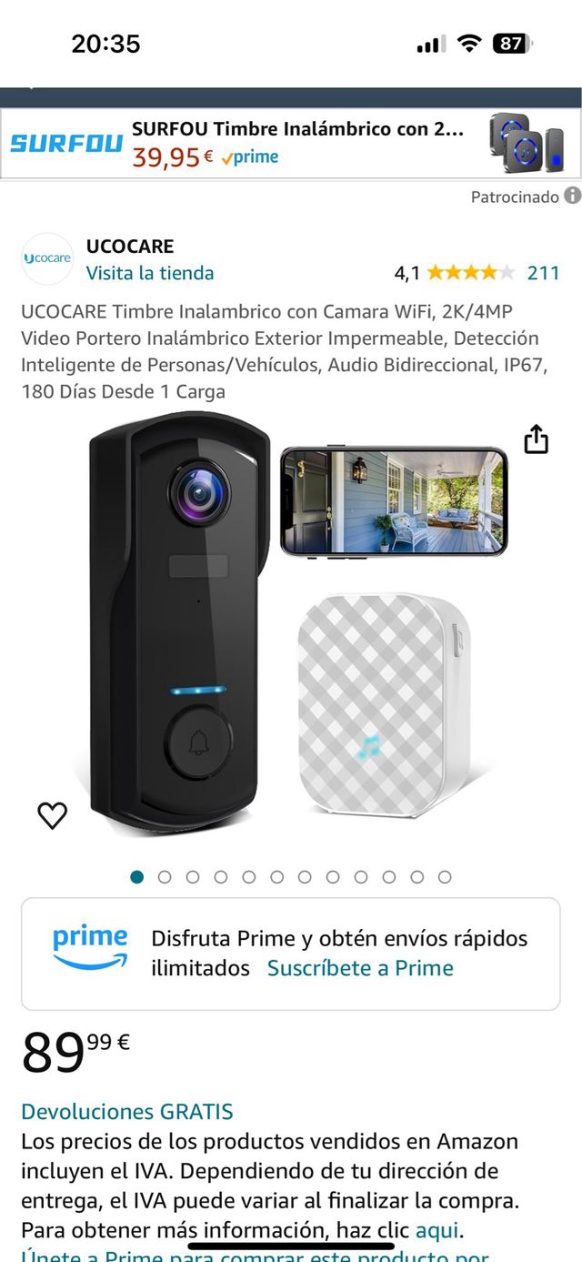 Timbre videovigilancia