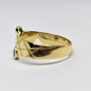 Anillo Oro 18K Con Cuarzo Verde y Azul