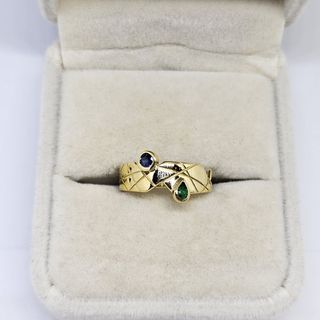 Anillo Oro 18K Con Cuarzo Verde y Azul