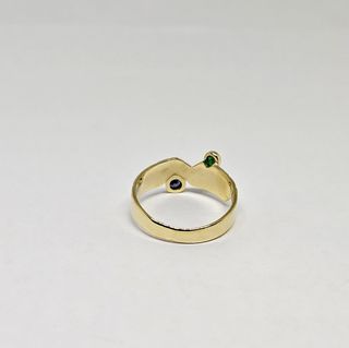 Anillo Oro 18K Con Cuarzo Verde y Azul