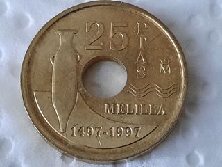 Moneda 25 pesetas Juan Carlos I Melilla 