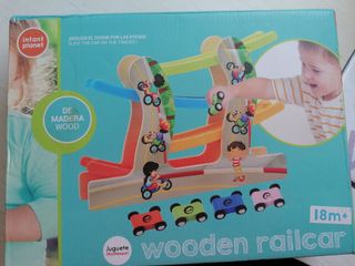 Pista coches de madera para bebe