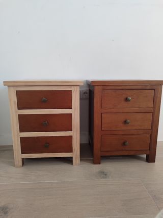 Cómoda madera maciza y dos mesillas